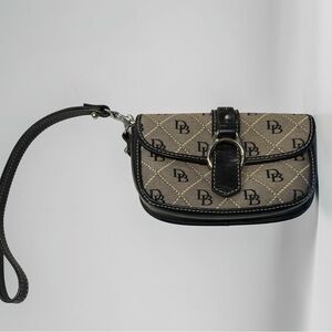 Dooney & Bourke Taupe and Black Monogram Wristlet